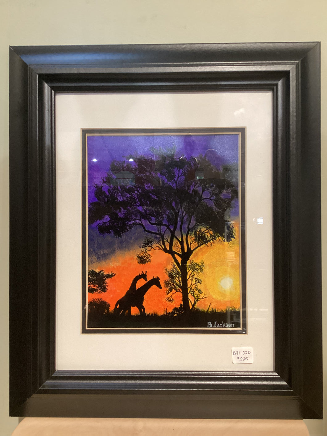 BJ1-020 Framed Hand Painted African Sunset