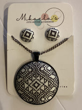 MC1-01 Fabric Button Necklace & Earring Set