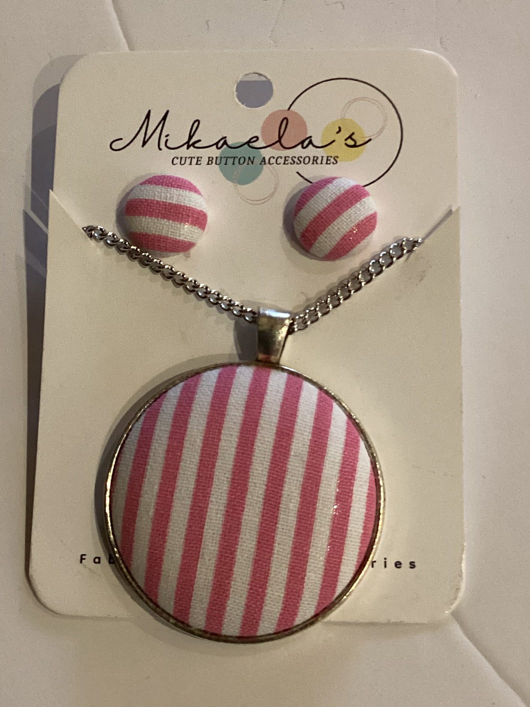 MC1-01 Fabric Button Necklace & Earring Set