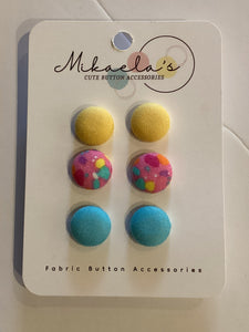 MC1-04 *Fabric Stud Button Earring- (set of 3)