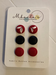 MC1-04 *Fabric Stud Button Earring- (set of 3)