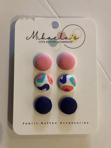 MC1-04 *Fabric Stud Button Earring- (set of 3)