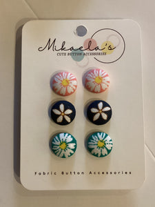 MC1-04 *Fabric Stud Button Earring- (set of 3)