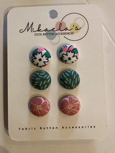 MC1-04 *Fabric Stud Button Earring- (set of 3)