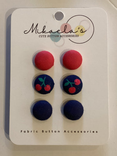 MC1-04 *Fabric Stud Button Earring- (set of 3)