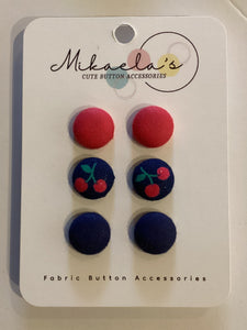 MC1-04 *Fabric Stud Button Earring- (set of 3)