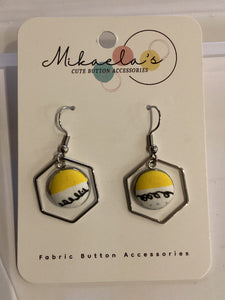 MC1-013 *Fabric Button Shape Pendant Drop Earrings
