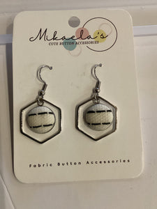 MC1-013 *Fabric Button Shape Pendant Drop Earrings