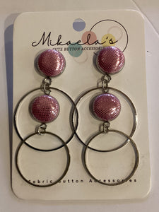 MC1-016 *Long Drop Double Fabric Button Earrings