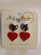 MC1-017 *Fabric Button Stud Earrings (heart)