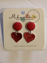 MC1-017 *Fabric Button Stud Earrings (heart)