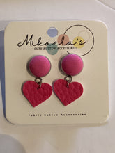 MC1-017 *Fabric Button Stud Earrings (heart)