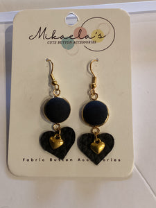 MC1-018 *Fabric Button Shape Pendant Drop Earrings (heart)