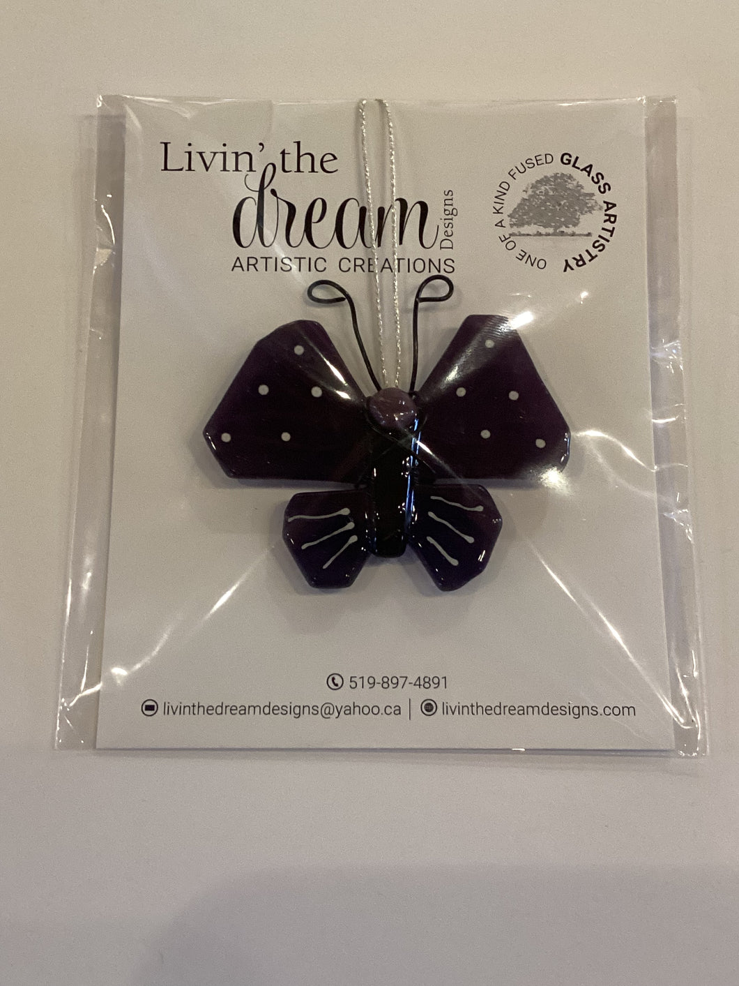 LD2-024 Mini Hanging Butterfly Fused Glass