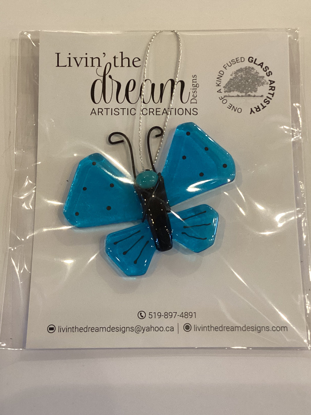 LD2-024 Mini Hanging Butterfly Fused Glass