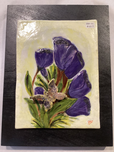 BB2-02 Purple Pansies Plaque