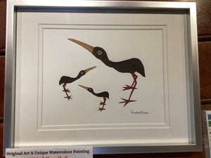 PM1-018 Original Watercolor Painting "Bird Family"