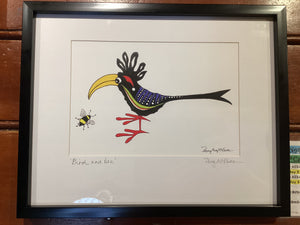 PM1-032 *Digital Print Watercolor Painting "Bird and Bee"