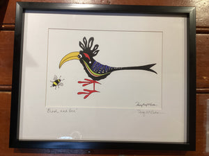PM1-032 *Digital Print Watercolor Painting "Bird and Bee"