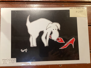 PM1-022 *Unframed - Digital Print Watercolor Painting "Who's In Trouble Now?"
