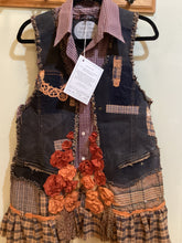 DM2-199 Denim Long Plaid Vest Jacket