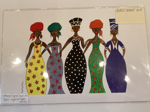 PM1-023 *Unframed - Digital Print Watercolor Painting "Girl's Night Out"