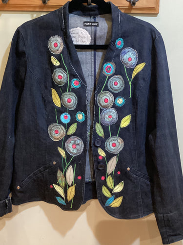 DM2-215 *Black Jean & Blue Flowers Jacket