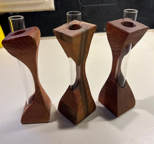 RP1-15 Wooden & Glass Tube Flower Holder