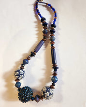 NM2-36 Necklace Blue glass /Wood/ Ceramic