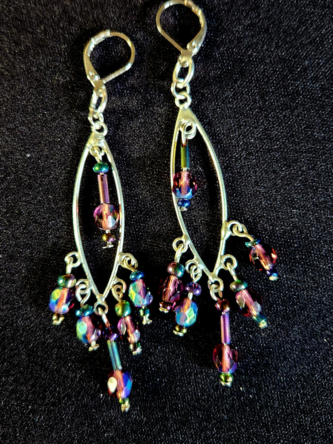 NM2-43 Earings Dangling/Brandy Crystal Beads