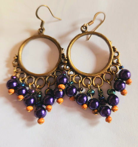 NM2-44 Earrings Multi Purple Beads