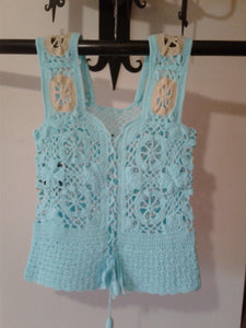 FC1-091 Bustiere _ Crocheted Turquoise