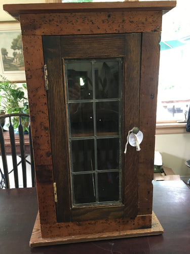 TA1-004 Antique Curio Cabinet with Leaded Glass Front Door