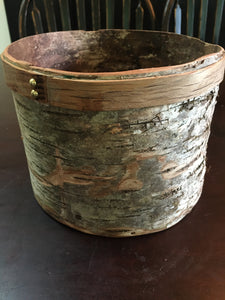 TA1-005 Hand Crafted Birch Bark Bowl w/ Oak Base & Brass Rivets