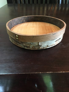 TA1-008 Hand Crafted Birch Bark Tray w/ Oak Base &amp; Brass Rivets