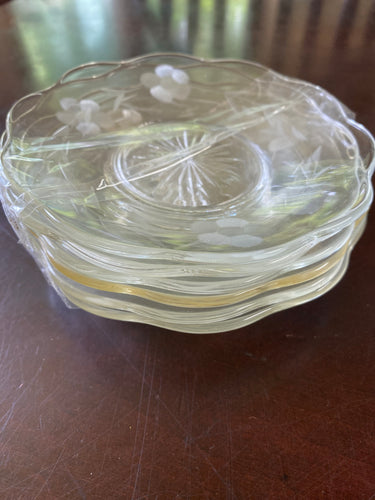 VTED1-145 Set of 6 Antique Hand Cut Cornflower Dessert Plates