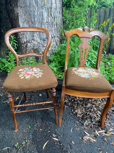 VTED1-153 Antique Hand Carved & Embroidered Chairs