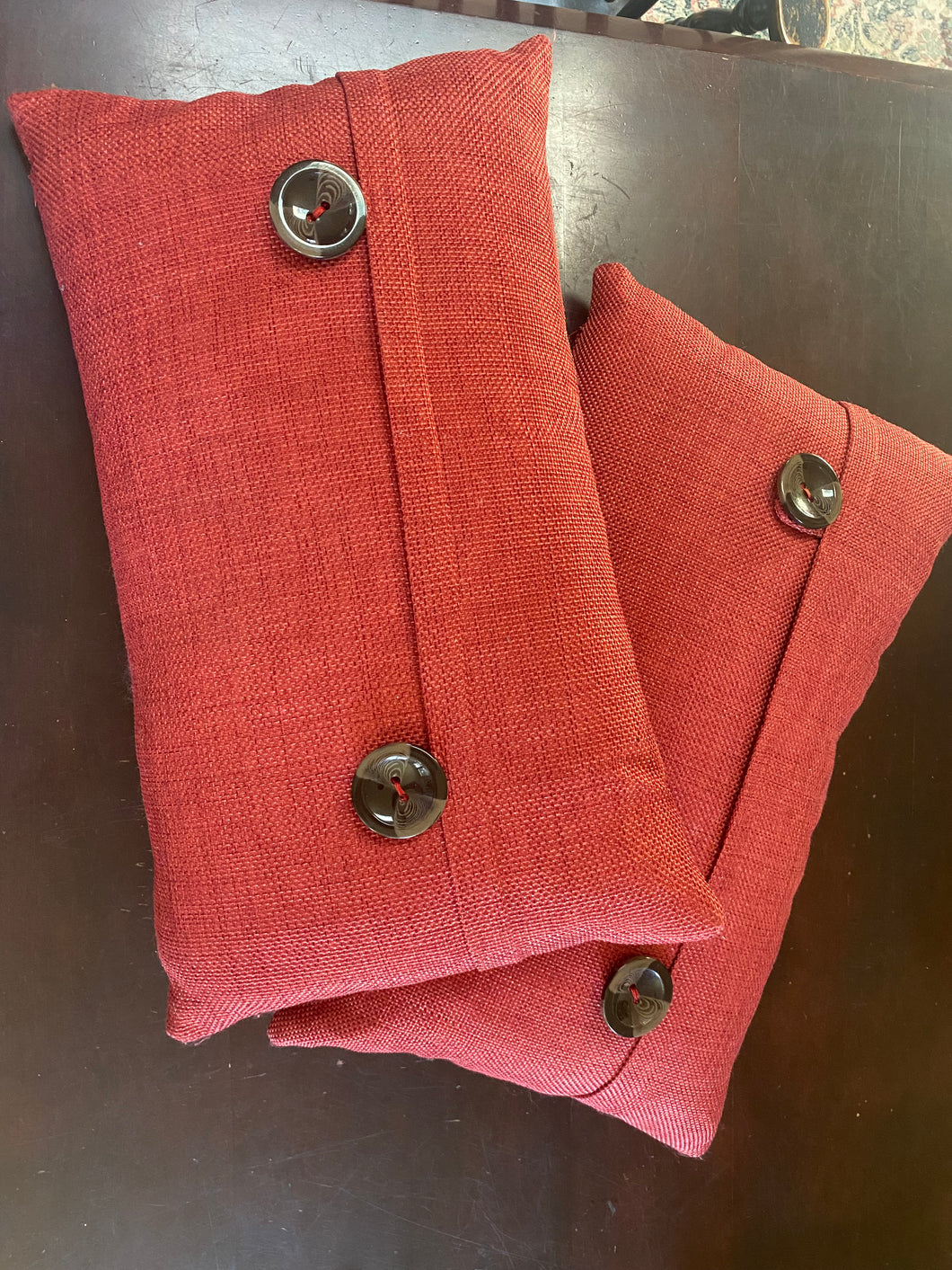 VTED1-351 Set of 2 - Red Large Button Rectangle Cushions