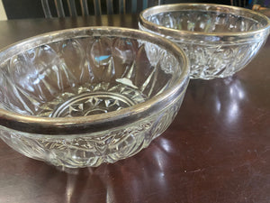 VTED1-364 Pressed Glass Italian Bowl w/ Plated Silver Rim