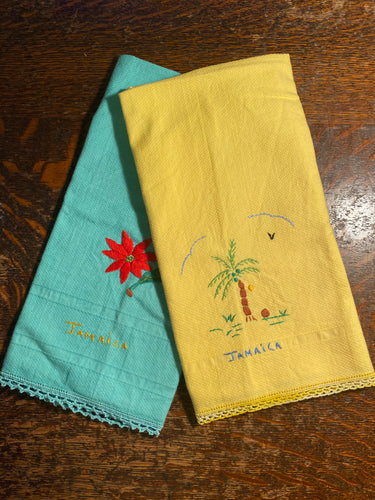 VTLD1-239 Set of 2 - Retro Hand Embroidered Tea Towels