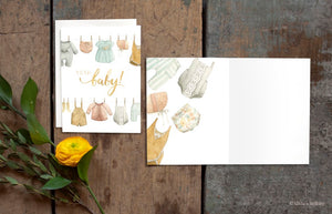 AI1-031 Greeting Note Cards "Vintage Baby Clothes"