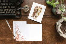 AI1-07 Greeting Note Cards "Lion with Flowers"
