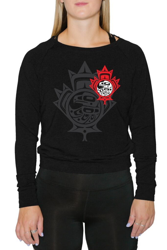 NM1-017 Women’s Pullover – Maple Leaf / Black/ Charcoal/ Red