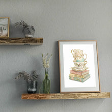 AI1-275 Art Print "Teacup Stack On Vintage Books"