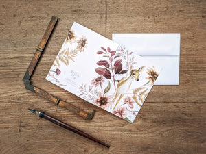 AI1-019 Greeting Note Cards "Fawn with Flora"