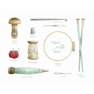 AI1-256 Art Print "Vintage Needlework Tools"