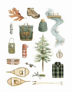AI1-231 Art Print "Hiking Gear Flat Lay"