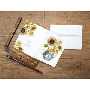 AI1-074 Greeting Note Cards "Sunflower Delft Teapot"