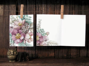 AI1-052 Greeting Note Cards "Mauve Peony & Succulent"