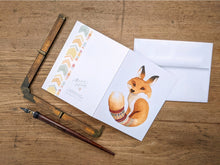 AI1-014 Greeting Note Cards "Fancy Fox with Patterned Tail"